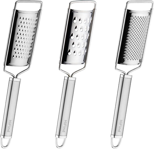Stainless Steel Cheese Grater Set, Zester Set of 3 Kitchen Grater Lemon Zester for Kitchen, Suitable for Vegetable, Fruit, Chocolate