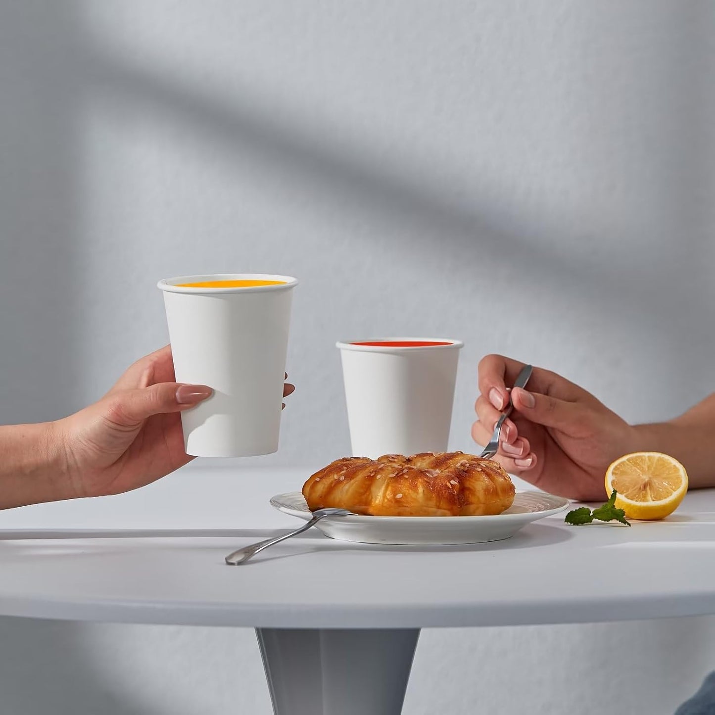 JOLLY PARTY 300 Pack 12 oz Disposable Paper Coffee Cup, Hot/Cold Beverage Drinking Cups for Water, White Paper Hot Coffee Cups