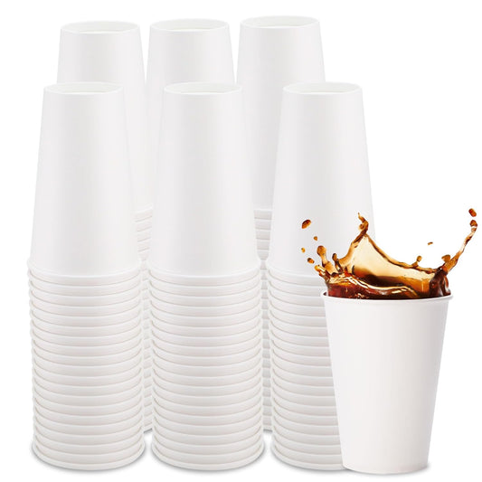 Freshware Coffee Cups 16 oz [100 Pack] Disposable Paper Cups for Hot or Iced Coffee Cup, Slushie Cup, Milkshakes, Smoothies, and Tea