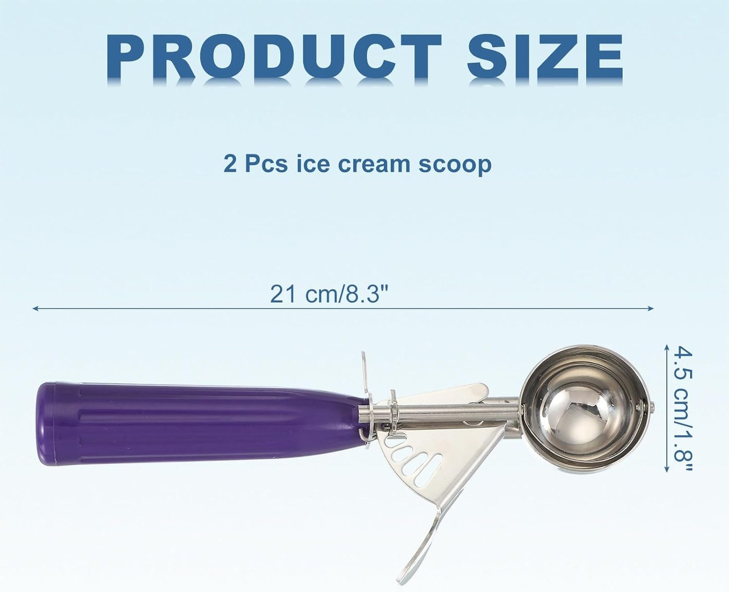uxcell 2 Pcs Cookie Scoops, Ice Cream Scoop with Trigger for Baking Cookie Dough Rice Pudding Kitchen Gadget, Purple