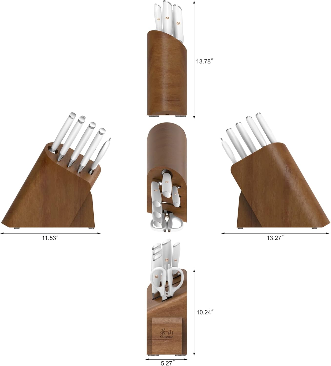 Cangshan L1 Series 7-Piece Cleaver Knife Block Set, Forged German Steel, White, 1027129