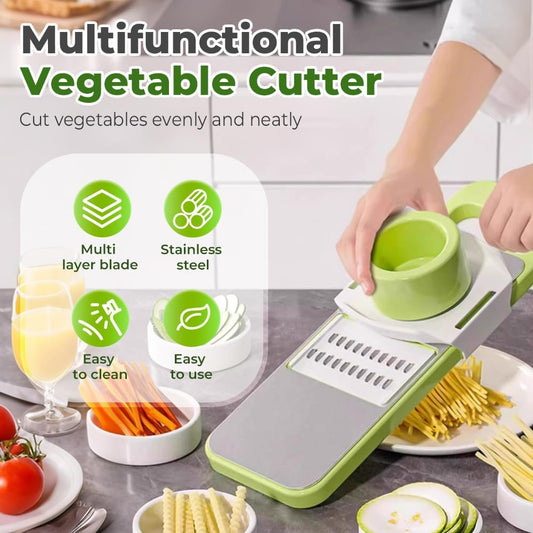 Multifunctional Vegetable Cutter, 2025 New Vegetable Slicer with Adjustable Stainless Steel Blade, Kitchen Chopper with Hand Guard for Vegetable, Fruit, Onion, Potato, Tomato, Cabbage (2pcs)