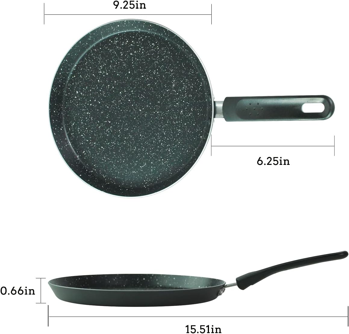 Nonstick Dosa Pan, Crepe Pan,Comal Para Tortillas, Non-Stick Pancake Griddle Compatible with Induction， also for Crepes.9.5 inch