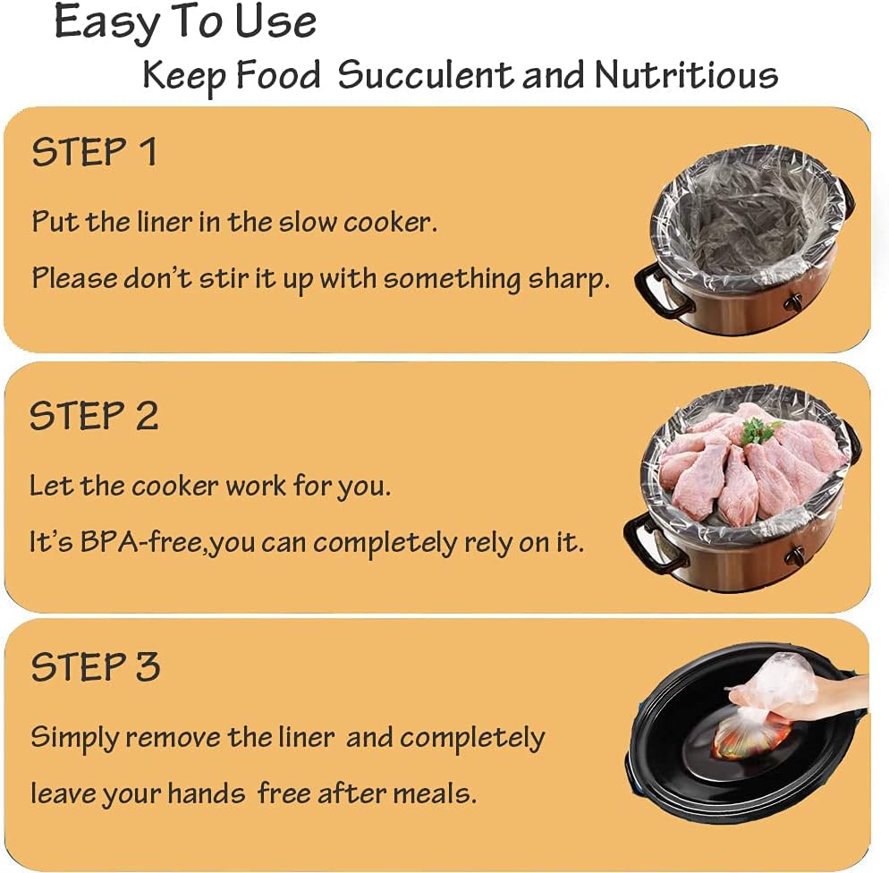 32 Bags Slow Cooker Liners, Disposable Multi Use Cooking Bags,Large Size Fit 3QT to 8QT, Plastic Bags for Slow Cooker, Pans, Aluminum Cooking Trays, BPA Free-13 x 21 Inches