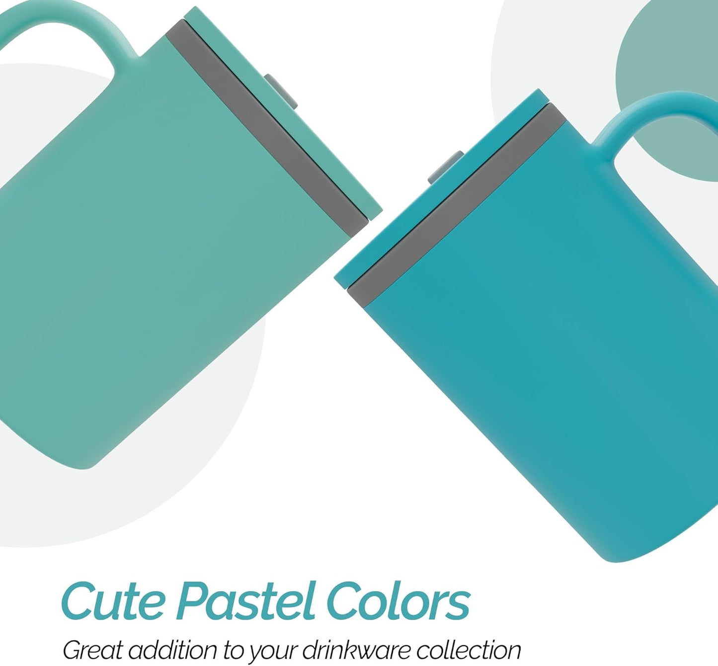 Copco Iconic 16oz Double Wall Insulated Desk Mug with Lid and Handle, Set of 2, BPA-Free Reusable Plastic, Spill-Proof, Microwave & Dishwasher Safe, Wide Mouth, Cup Holder Friendly (Aqua/Mint)