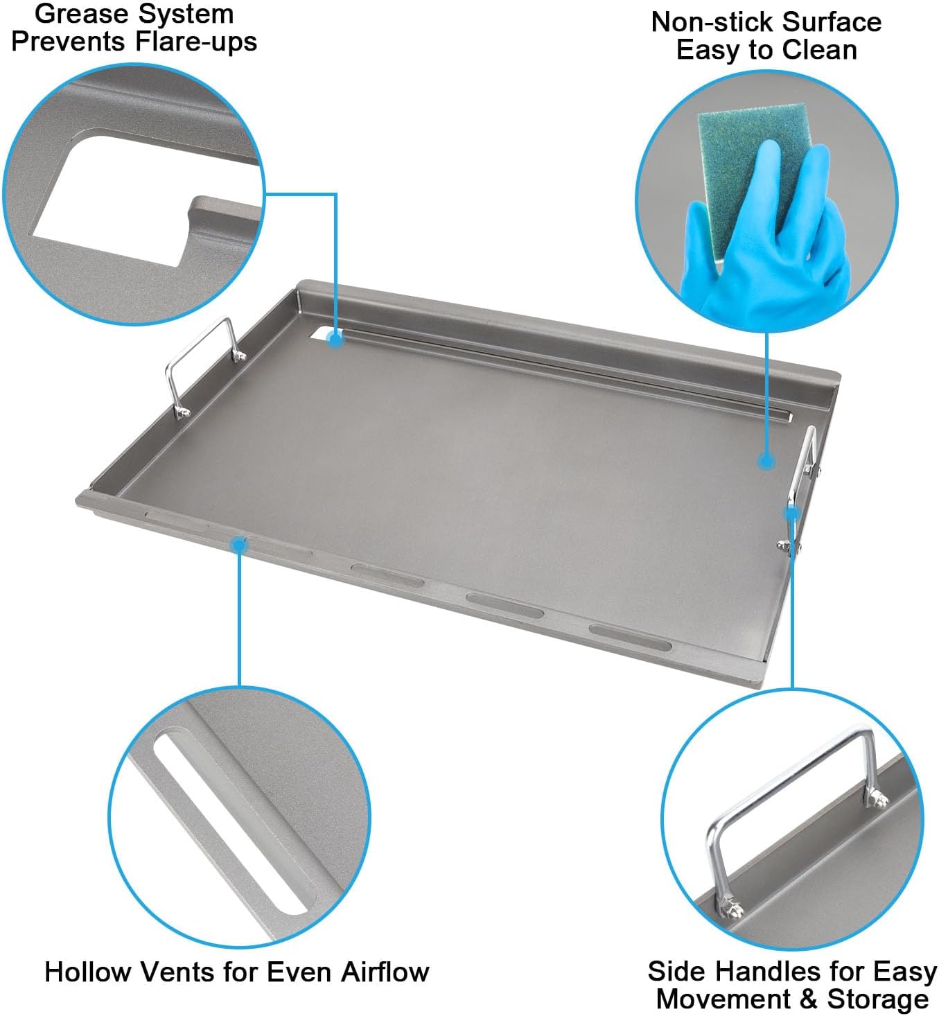 Full-Size Griddle Inserts for Weber Spirit I & II 300 Series, Flat Top Griddle Plate for Weber Spirit E-310/E-320 S-310/S-320 Spirit II E/S-310 E/S-320 Series, Replace for 6787