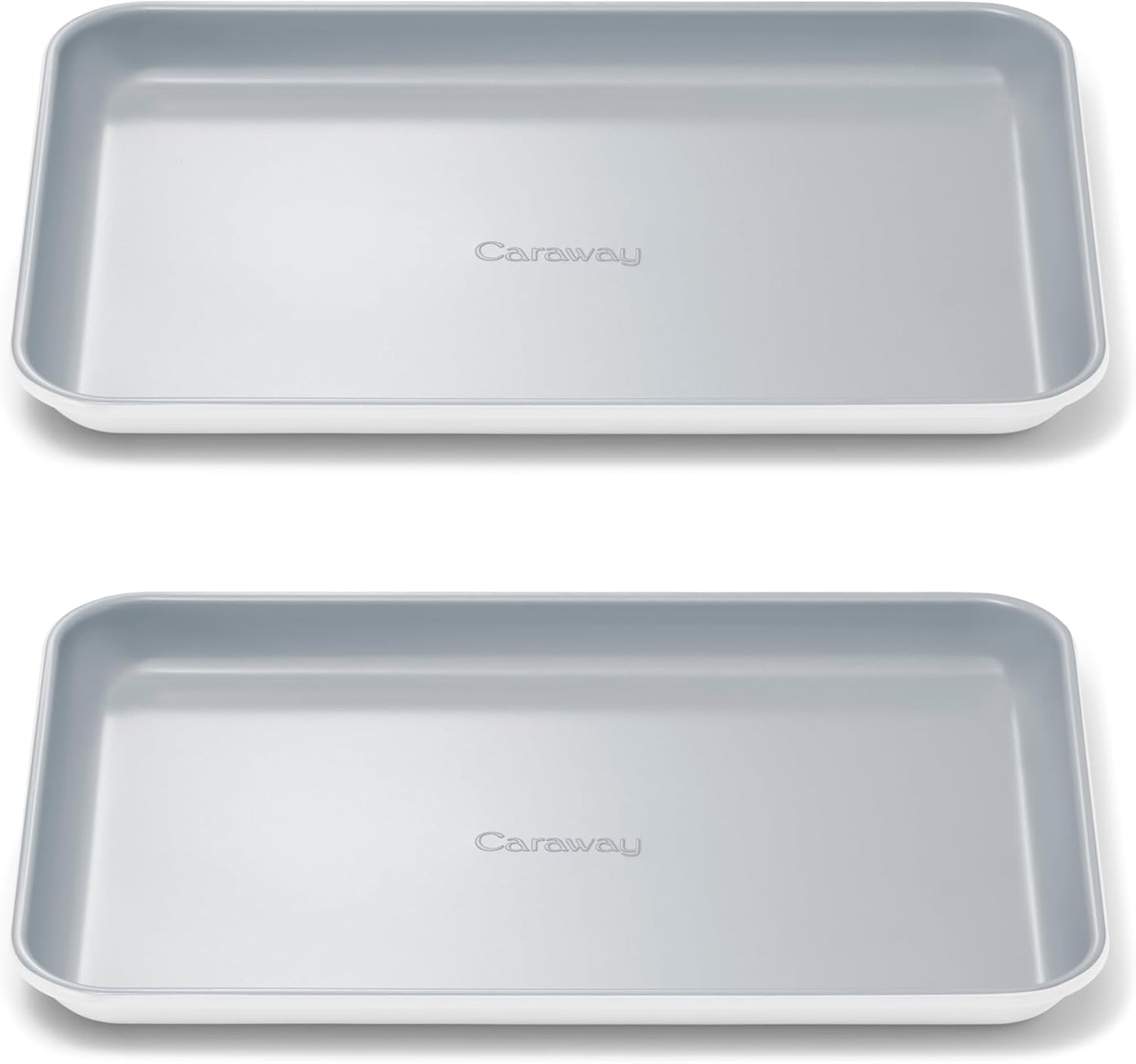 Caraway Nonstick Ceramic Small Baking Sheet Duo (9x13”) – Non-Toxic, PTFE & PFOA Free – Oven Safe – Aluminized Steel Core – Mini Sheet Pan for Baking, Roasting & More - White