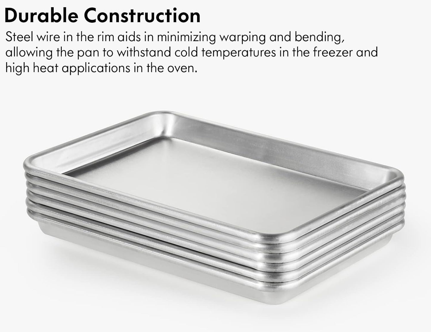 CURTA 6 Pack Aluminum Sheet Pan, NSF Listed 1/4 Quarter Size 13 x 10 inch Commercial Bakery Cake Bun Pan, Baking Tray