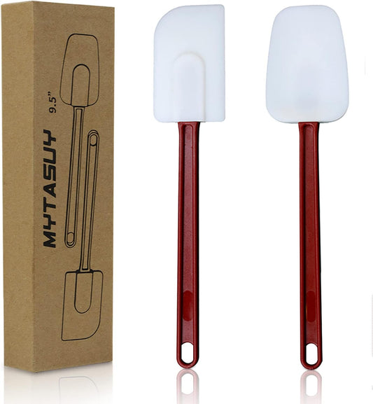 9.5 INCH Silicone Spatulas Heat Resistant Heavy Duty Rubber Spatulas Commercial Spatulas Set for Kitchen Use Silicone Cooking Utensils Sets of 2