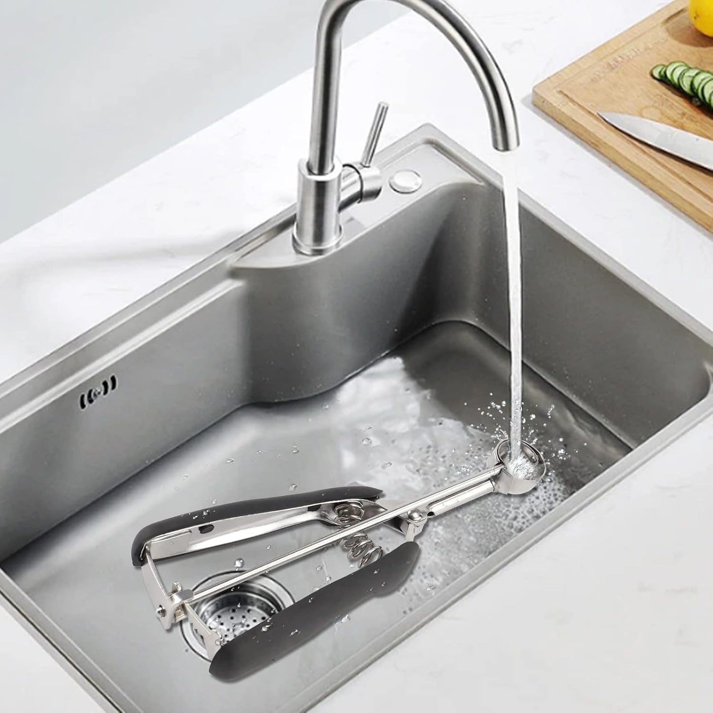 Small Cookie Scoop Set - 2 PCS Include 1 tsp / 1Tbsp Cookie Dough Scoops, Cookies Scoops for Baking, Made of 18/8 Stainless Steel, Good Soft Grips, Quick Trigger Release