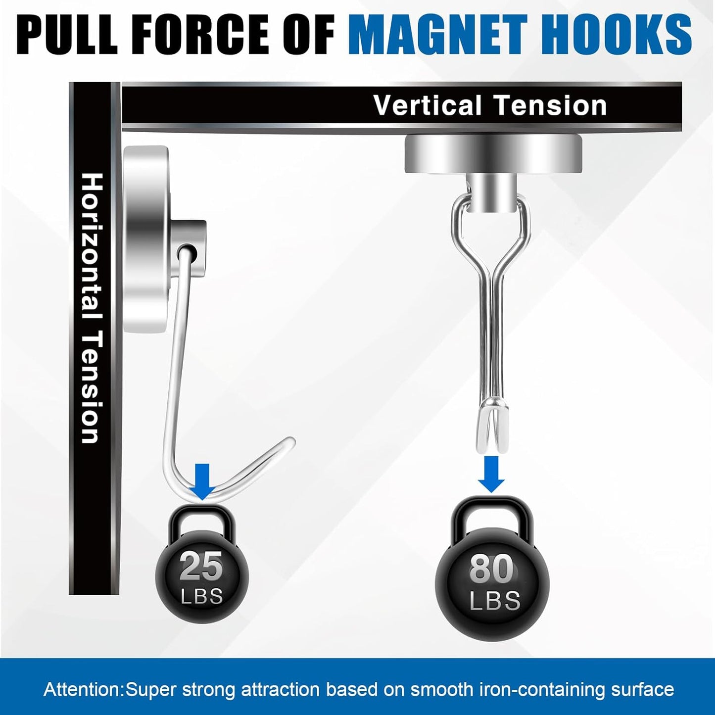 LOVIMAG Hooks, 80lbs+ Magnetic Magnet Hook 2025 Cruise Cabin Ship Essentials Heavy Duty Strong Refrigerator Fridge Hanging for Classroom Beach Vacation Kitchen Grills Home Mug Hanger (12 Pack), Silver