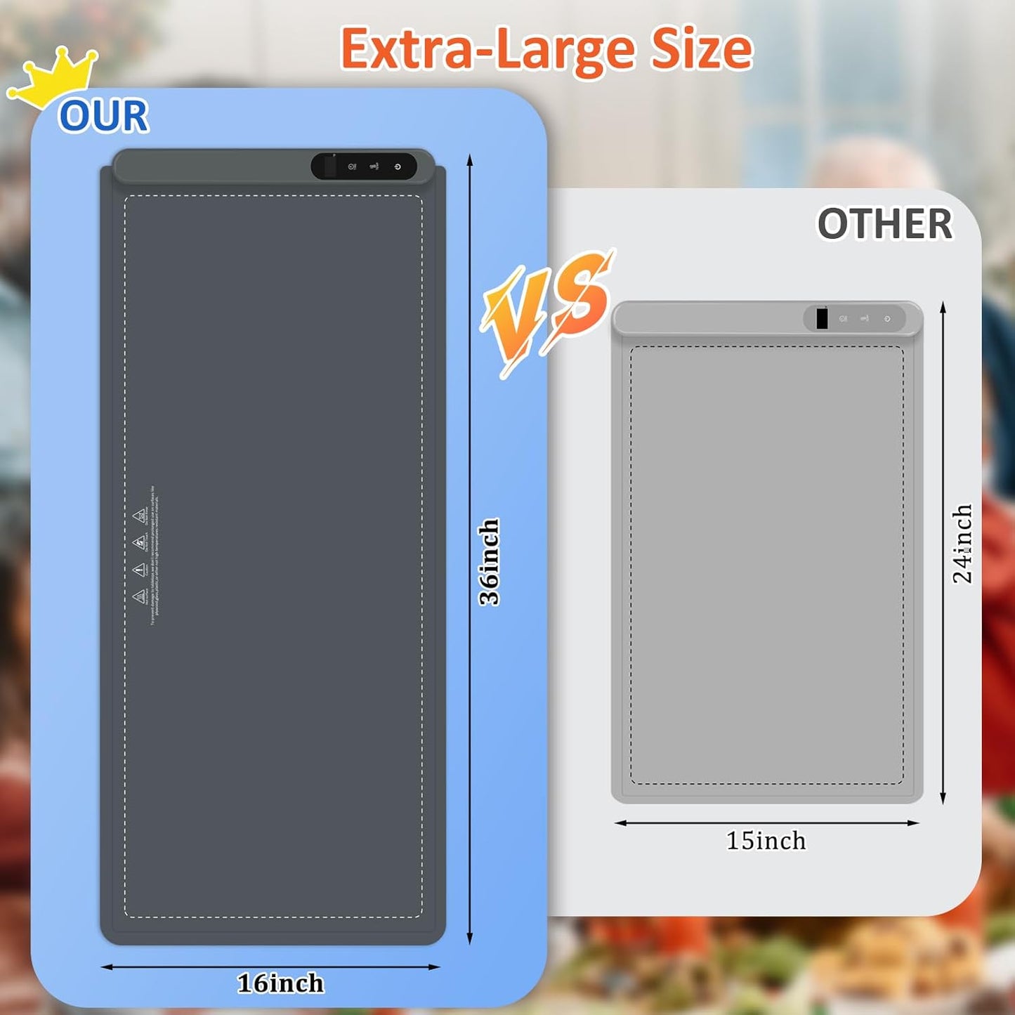 OcePor Warming Mat for Food,(XXL 36"x16") Electric Warming Tray,Extra Large Food Warmer Mat,Warming Pads for Food,Portable Heating Mat for Buffet,Parties,Buffets Party(Gray)