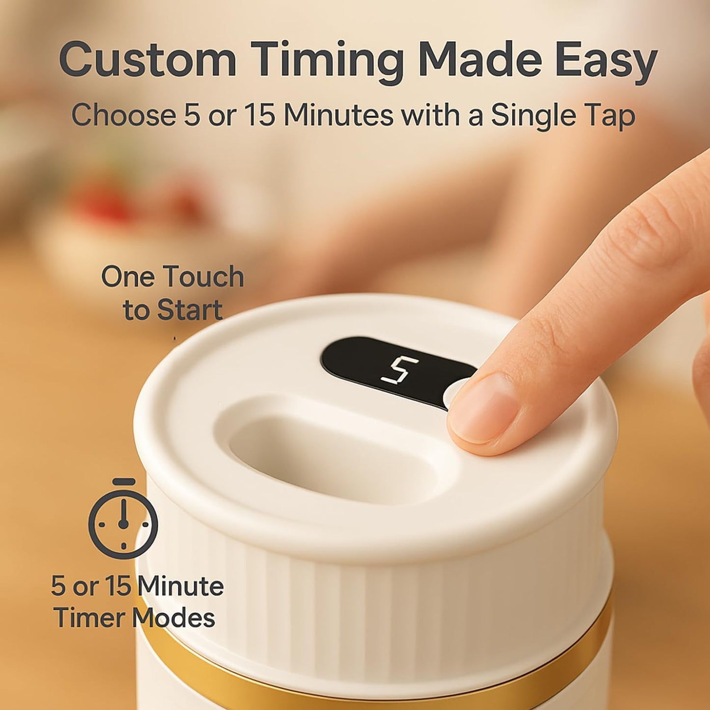 Rechargeable Electric 0.4 Quart Ice Cream Maker S500, Frozen Yogurt, Sorbet & Gelato Maker Machine, Homemade Dessert Maker Machine for 1–2 Servings in in 15-30 Minutes (Gold, 0.4 Quart)