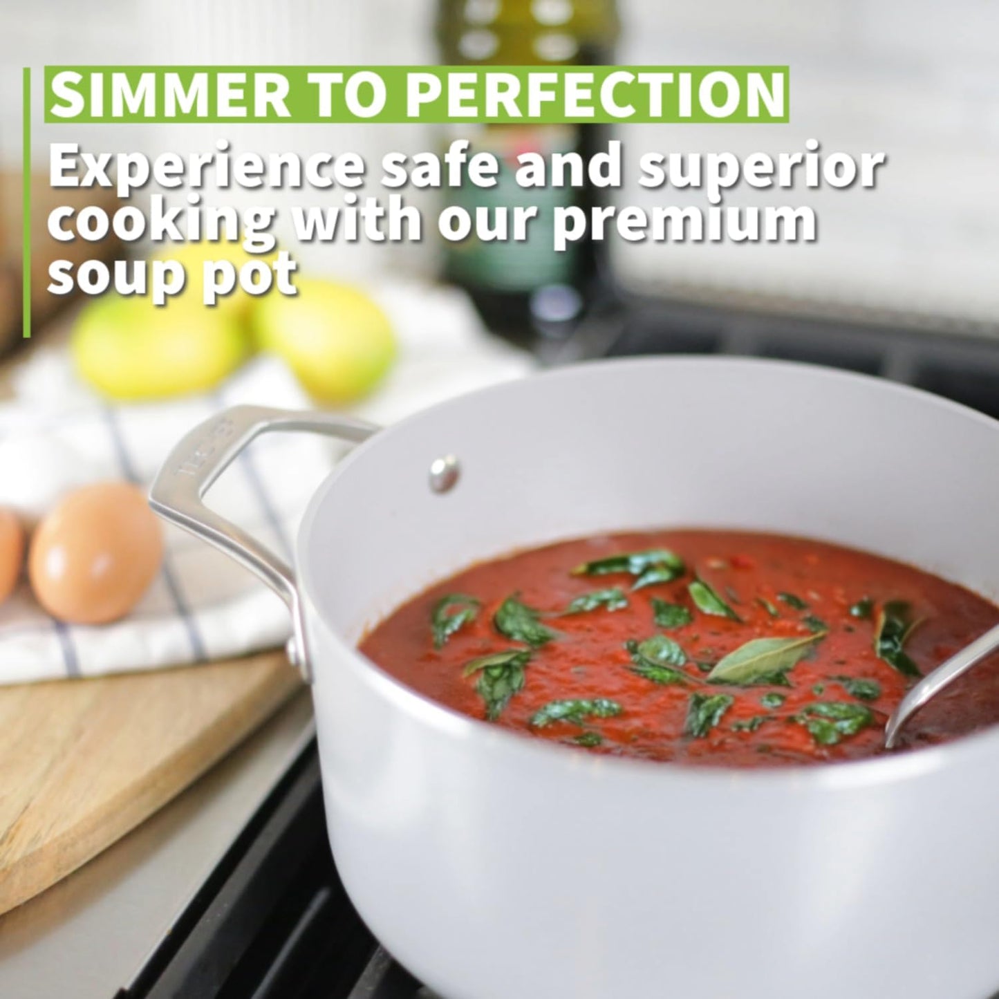 TECHEF - CeraTerra Collection, 5-quart Ceramic Nonstick Soup Pot with Glass Lid (PFAS, PTFE, and PFOA Free), Made in Korea (5-quart)