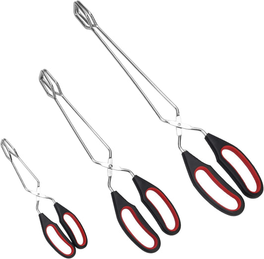 Coitak 3 Pack Scissor Tongs Cooking Stainless Steel Food Tongs Barbecue Grilling Tongs for Flipping Food Tool, 9/11/13 Inch