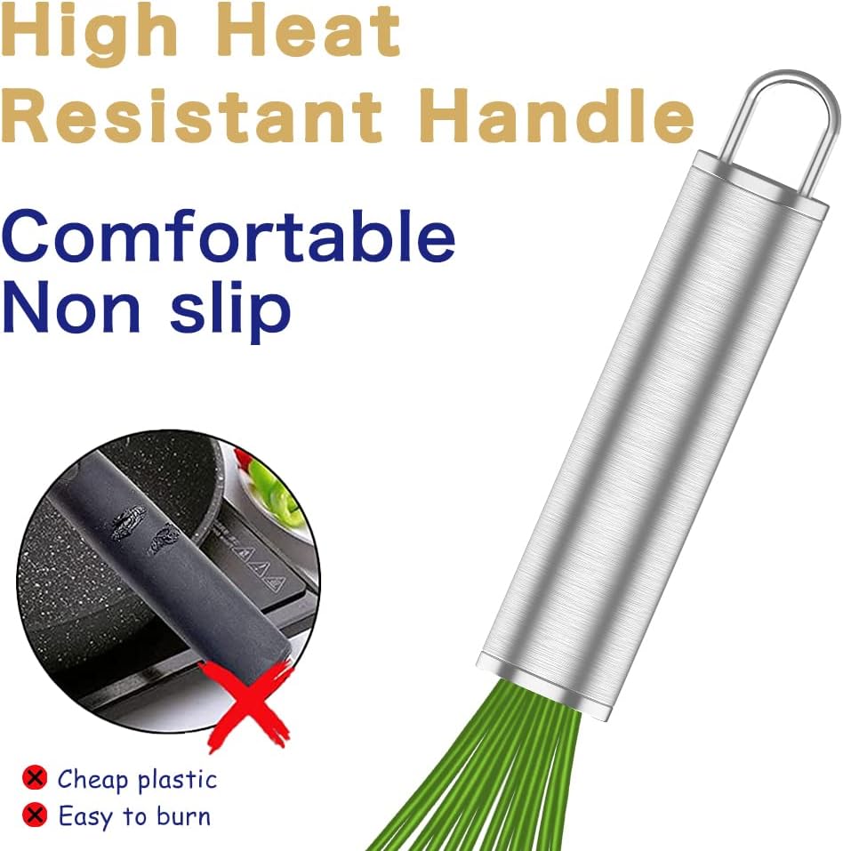 Silicone Rubber Whisk,Premium Whisks For Cooking Non Scratch,Stainless Steel & Silicone Wisk For Nonstick Cookware Pans, High Heat Resistant kitchen Whisks set of 3,Red+Blue+Green