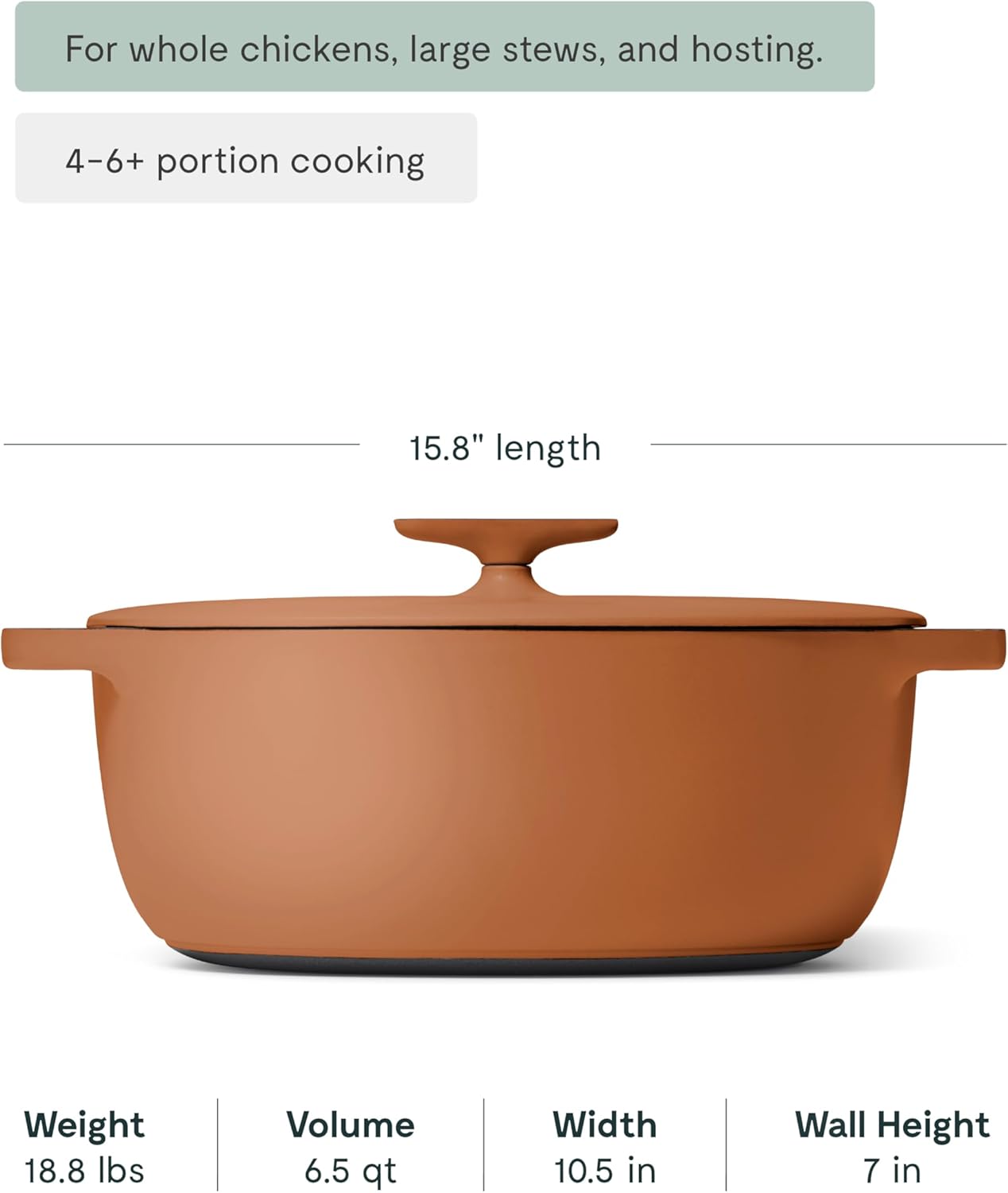 Caraway Enameled Cast Iron Dutch Oven - 8qt Dutch Oven With Lid - 3 Layer Enamel Coating - No Seasoning Required - Compatible With All Stovetops - Oven Safe - No Forever Chemicals - Rust