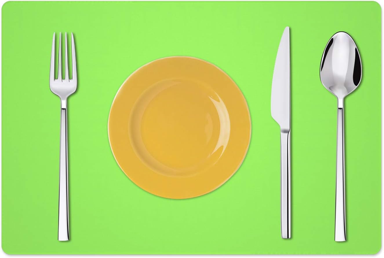 Silicone Placemats, Food-Grade Non-Slip Waterproof, Dining, Stain Resistant, Countertop Protector, Kitchen Counter Mat, Heat Resistant, Baking mat Dishwasher Safe (23.6"×15.7"-2pack, Green)