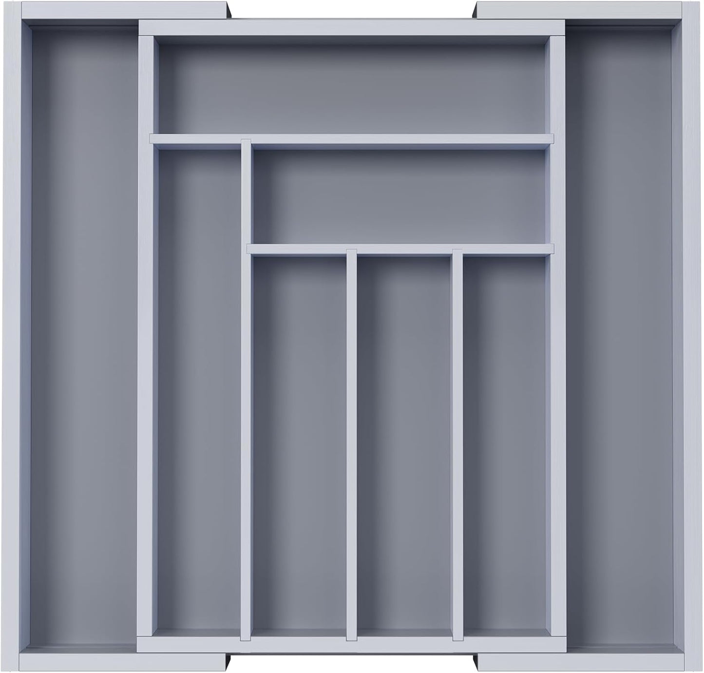 Pipishell Bamboo Expandable Drawer Organizer for Utensils Holder, Adjustable Cutlery Tray, Wood Drawer Dividers Organizer for Silverware, Flatware, Knives in Kitchen, Bedroom, Living Room(M-Grey)