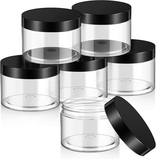 SATINIOR 6 Pack 10 oz Plastic Jars Containers with Lids Wide-mouth Refillable Leakproof Reusable Round Empty Jars for Travel Cosmetic Dry Food Spice Candy Cookie Home Kitchen Organizing(Black)