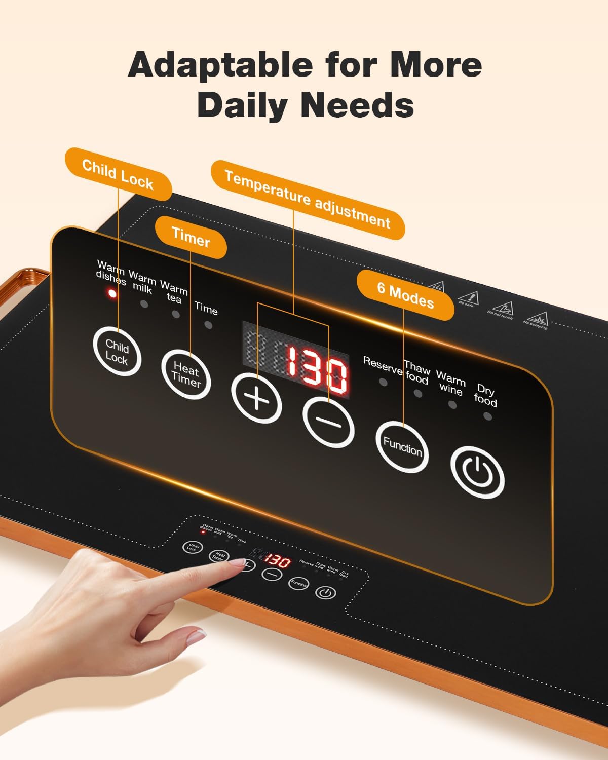Electric Warming Tray (24''×16''), Adjustable Temperature, 10s Full Surface Heating, Smart Scheduling + Timer, Intelligent Digital Display, Food Warmer for Parties, Buffet, Home Use