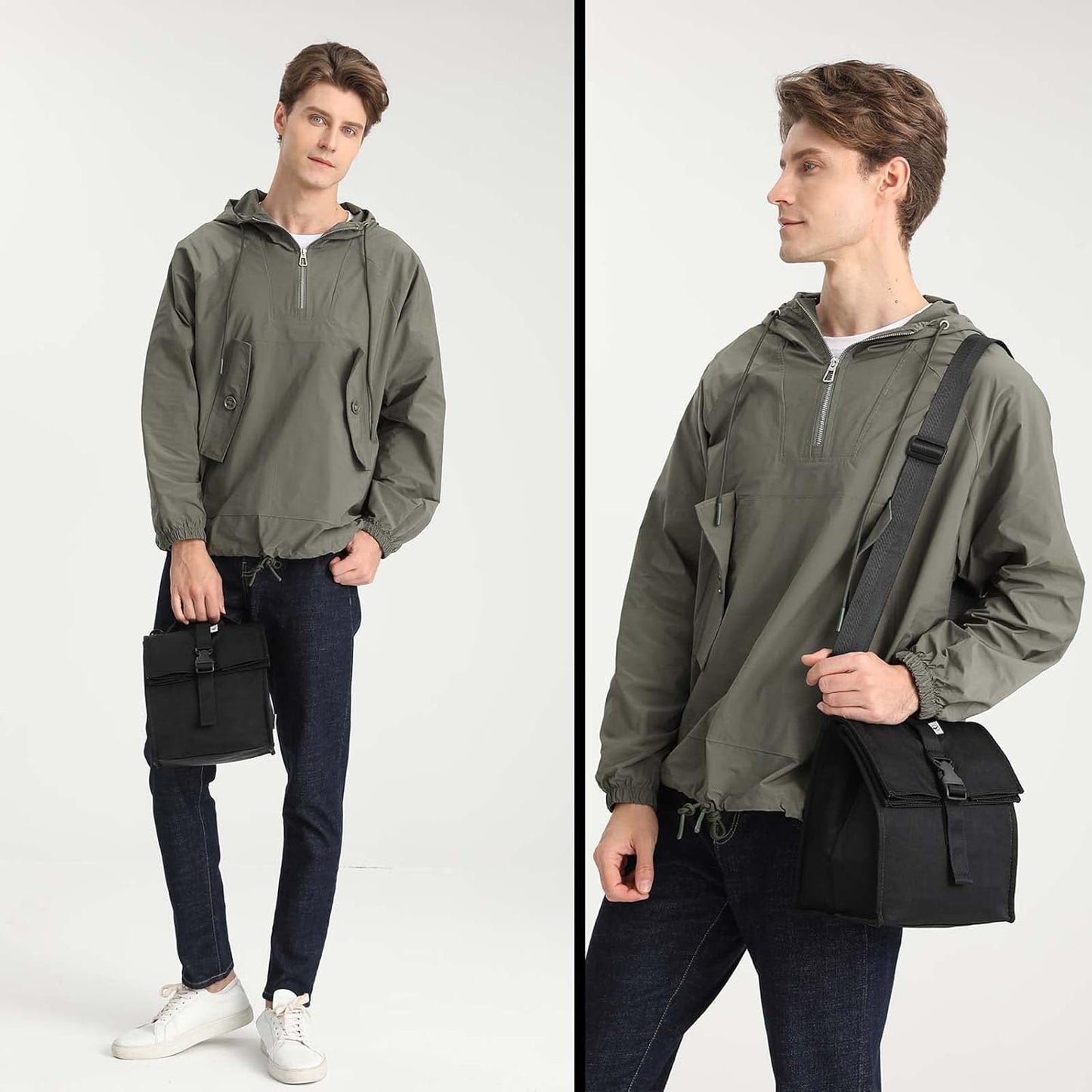 SUNNY BIRD Insulated Lunch Bag Rolltop Lunch Box Tote Lunchbox Bag for Women, Men, Adults and Teens (Green)