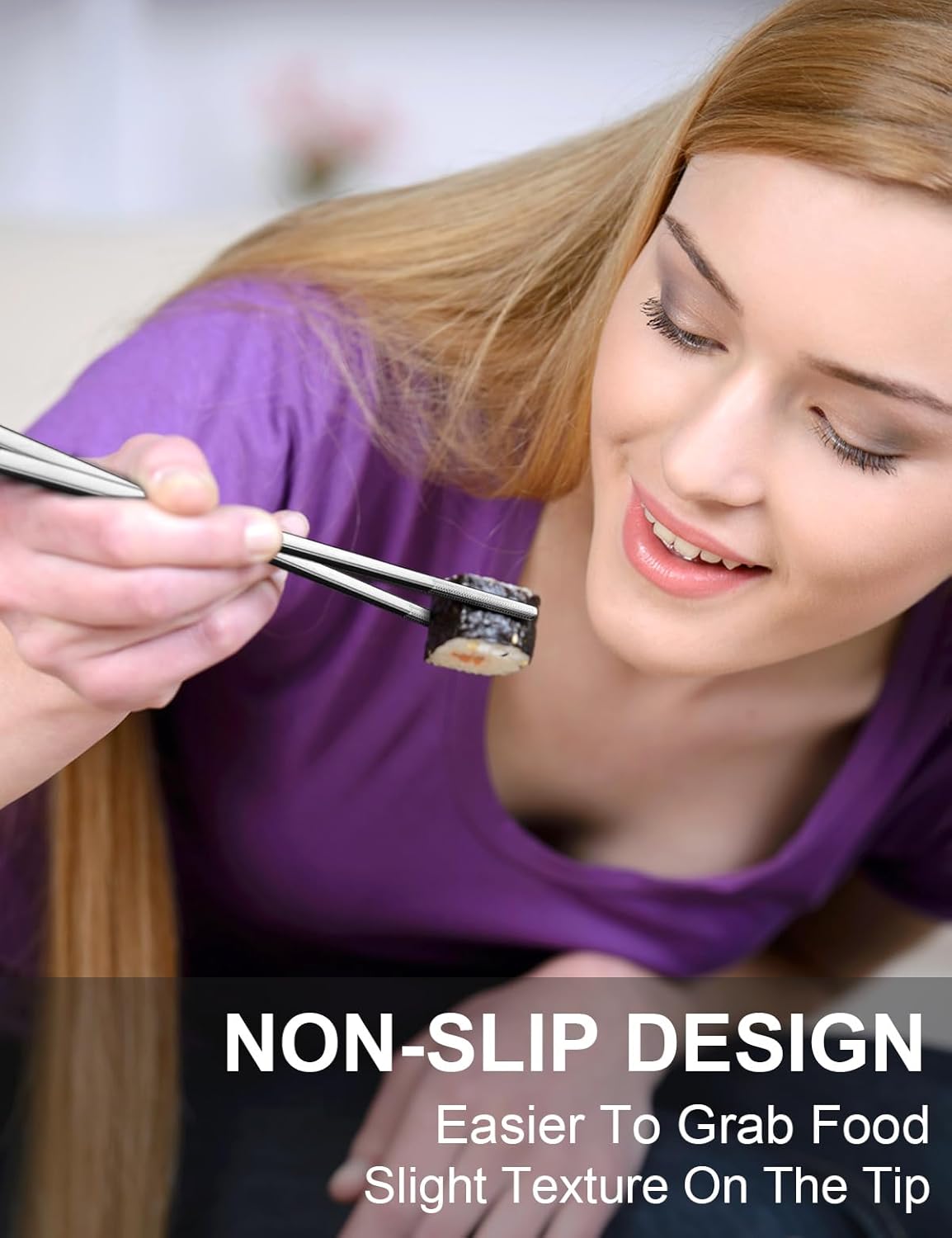 5 Pairs Metal Chopsticks Reusable 18/8 stainless steel Chopsticks Japanese Style Dishwasher Safe Lightweight Non-Slip Chop Sticks 9 1/4 Inches Present Set