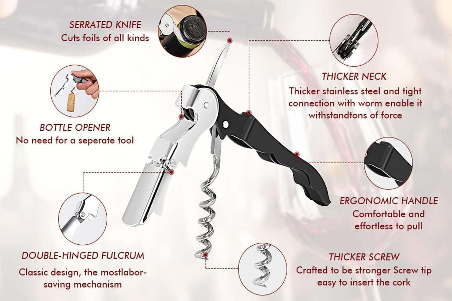 Professional Waiter Corkscrew Wine Openers Set (50 PCS),Upgraded with Heavy Duty Stainless Steel Hinges Wine Key for Restaurant Waiters, Sommelier, Bartenders