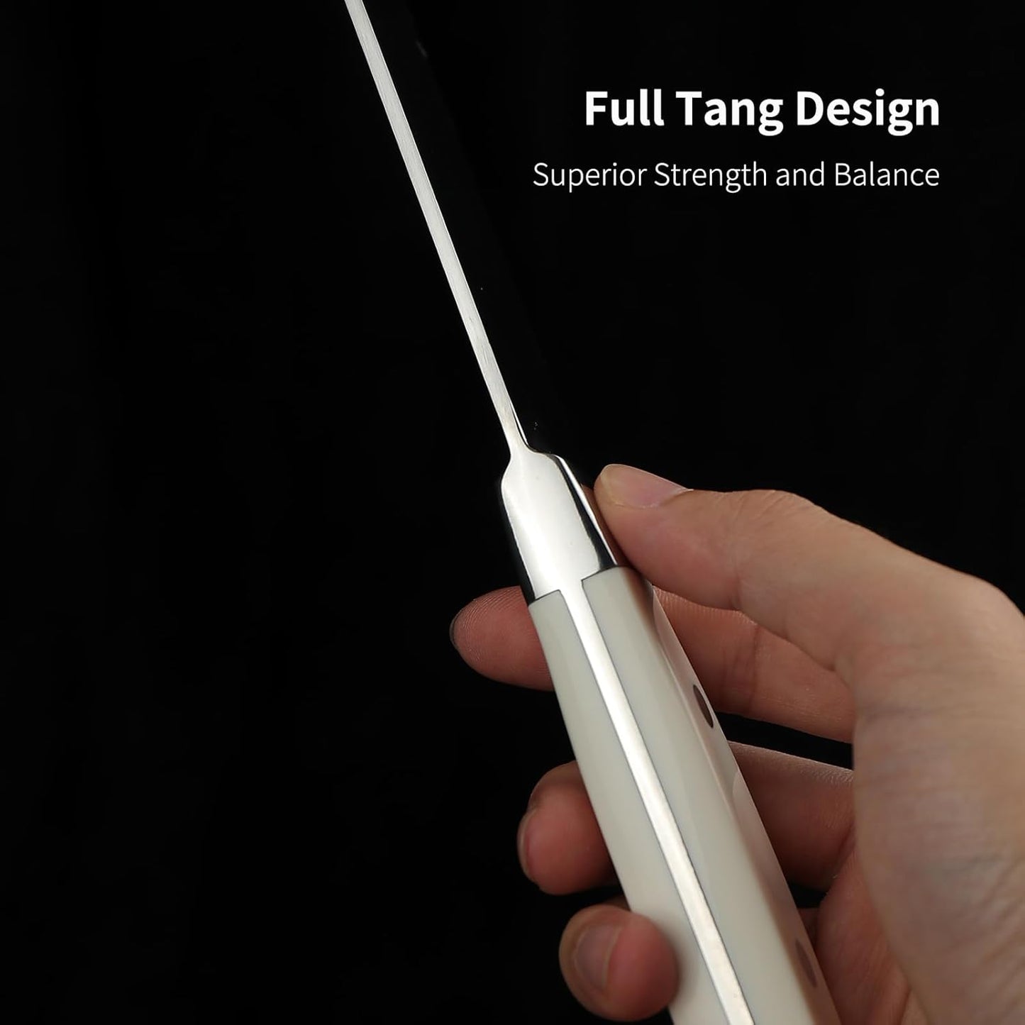 8 inch Chef Knife, High Carbon 1.4116 German Steel Kitchen Knife, Ultra Sharp Chefs Knife with Beautiful White ABS Handle, Professional Cooking Knife with Luxury Gift Box