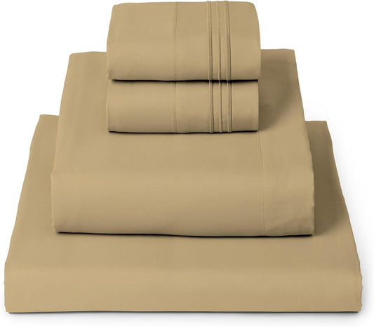 Mellanni Full Sheets Set - 4 PC Iconic Collection Bedding - Hotel Luxury, Extra Soft, Cooling Bed Sheets - Wrinkle, Fade, Stain Resistant (Full, Gold)