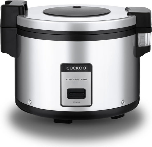 CUCKOO CR-3055 30-Cup (Uncooked) / 60-Cup (Cooked) Large Capacity Commercial Rice Cooker & Warmer with Nonstick Inner Pot, Switch Press (Silver/Black)