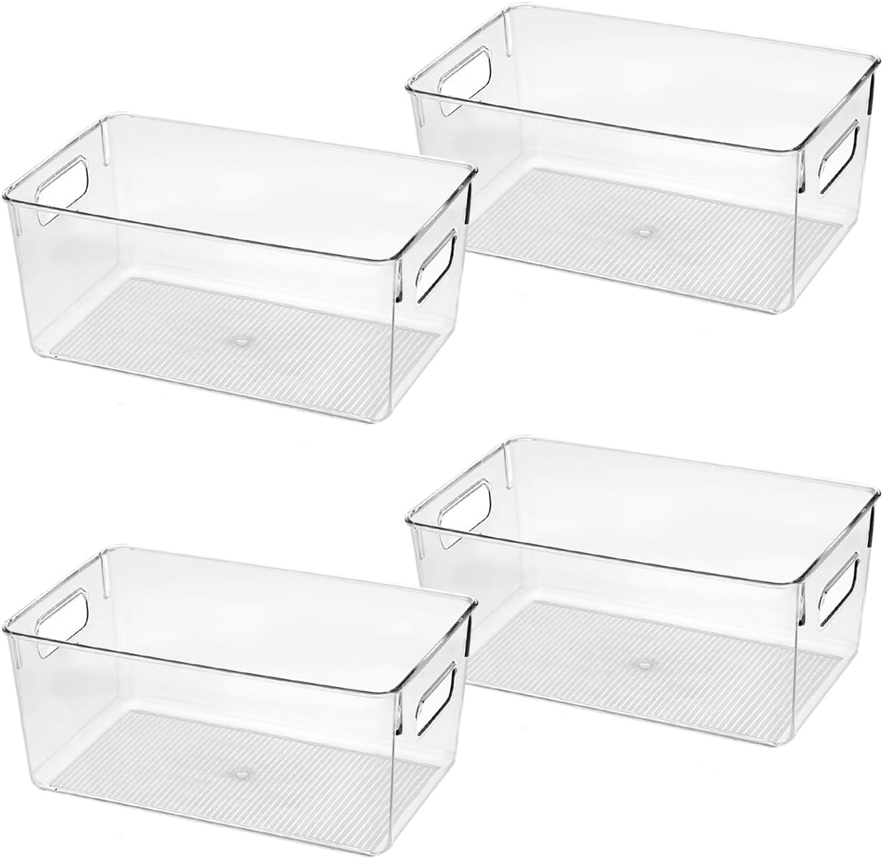 Clear Plastic Storage Bins, Pantry Organizers and Storage Containers Fridge Organizer Bins for Organizing Kitchen Cabinet Organizer Bin Bathroom Freezer Refrigerator Organization
