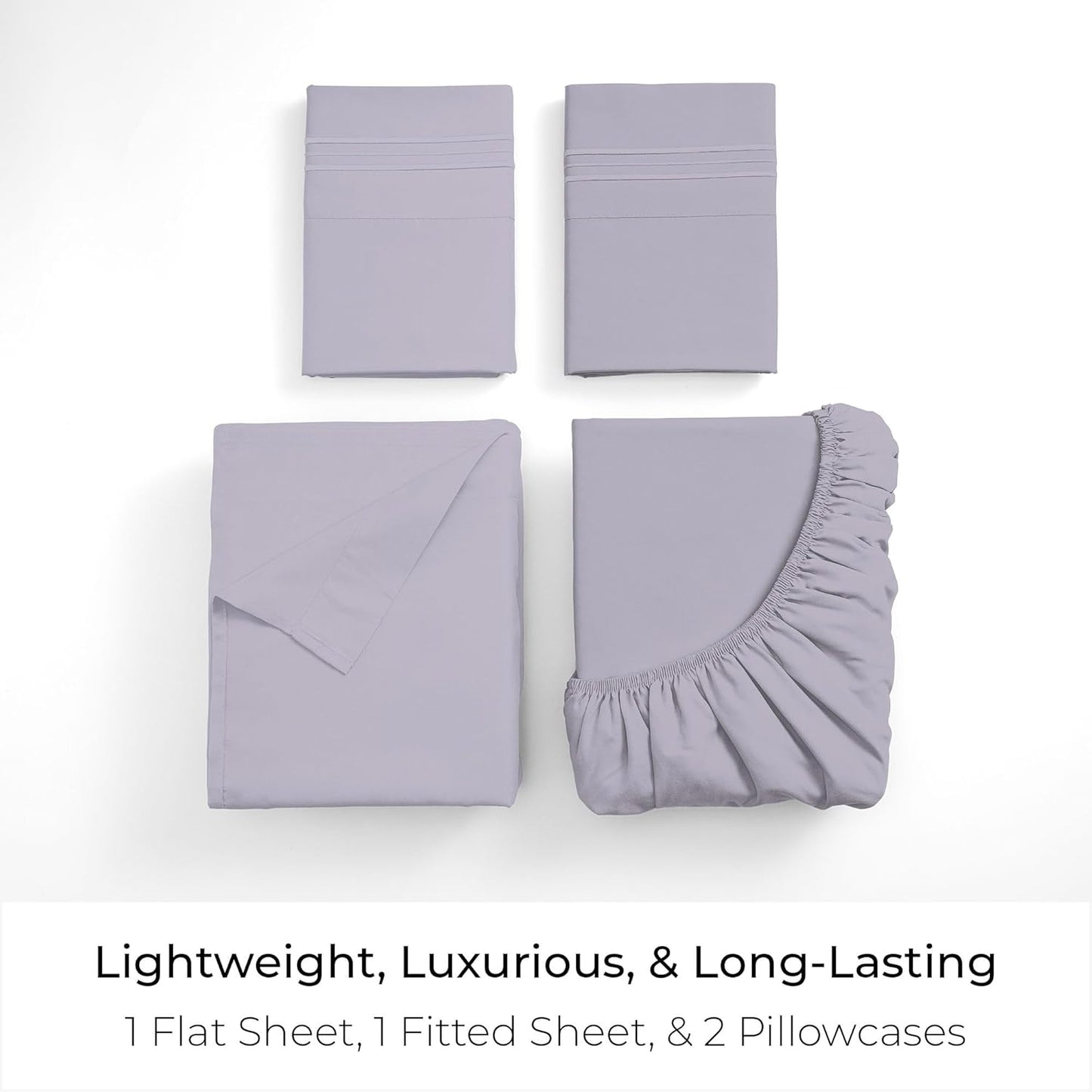 Mellanni California King Sheets Set - 4 PC Iconic Collection Bedding - Hotel Luxury, Extra Soft, Cooling Bed Sheets - Wrinkle, Fade, Stain Resistant (Cal King, Lavender)
