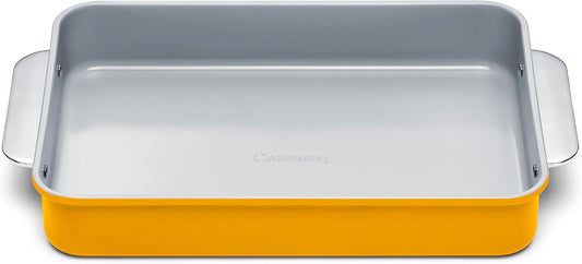 Caraway Non-Stick Ceramic 9”x13” Rectangle Pan - Naturally Slick Ceramic Coating - Non-Toxic, PTFE & PFOA Free - Perfect for Brownies, Lasagnas, and More - Marigold
