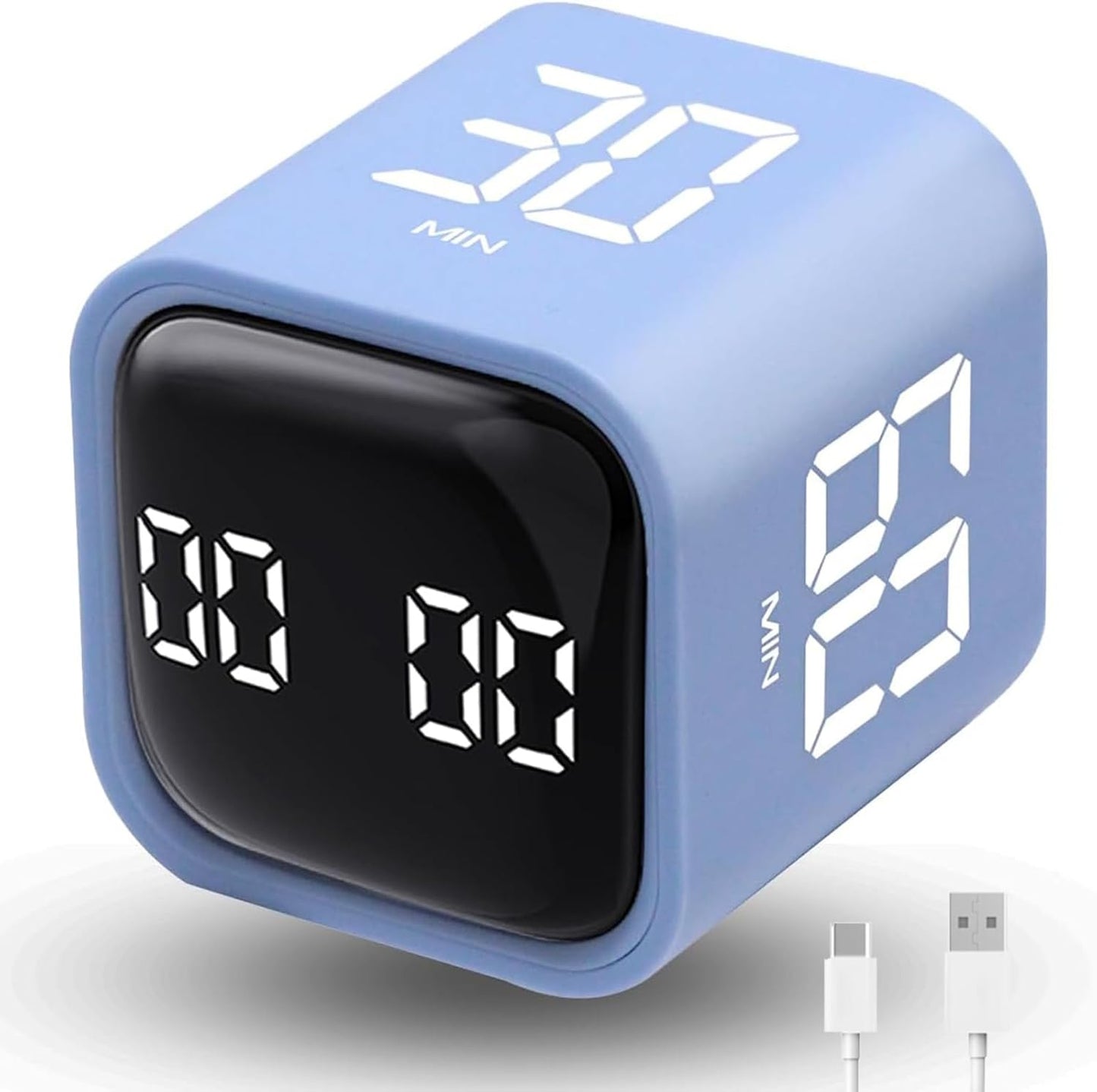 Productivity Timer Flip Gravity Sensor Cube Timer Countdown & Countup,Mute & Vibrate & Sound，5/10/30/60min & Custom Timing, Perfect for ADHD,Work,Learning,Kitchen Cooking