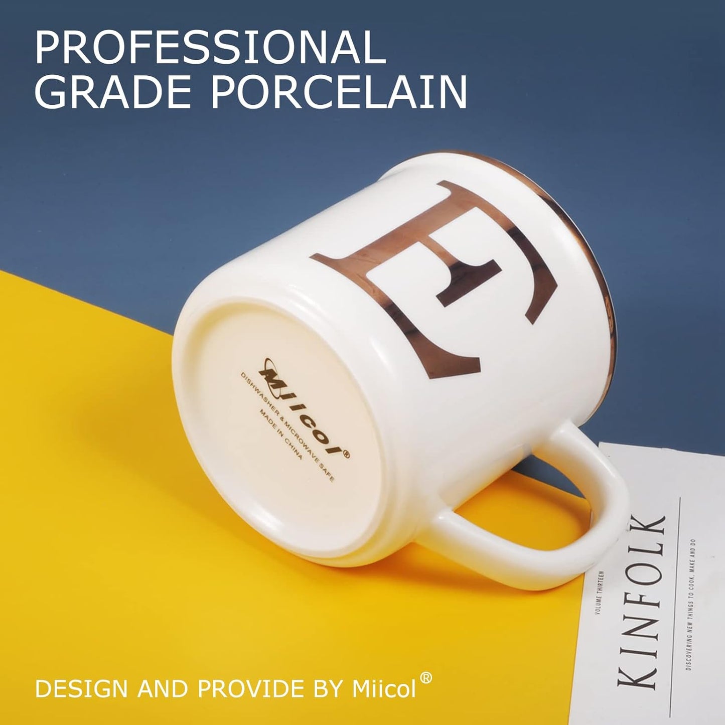 Miicol Ceramic Coffee Mug 16 oz, Monogram Coffee Cup, Golden Initial Tea Mug, Personalized Tea Cup, Unique Gift, Large Mug for Home, Office, Letter E