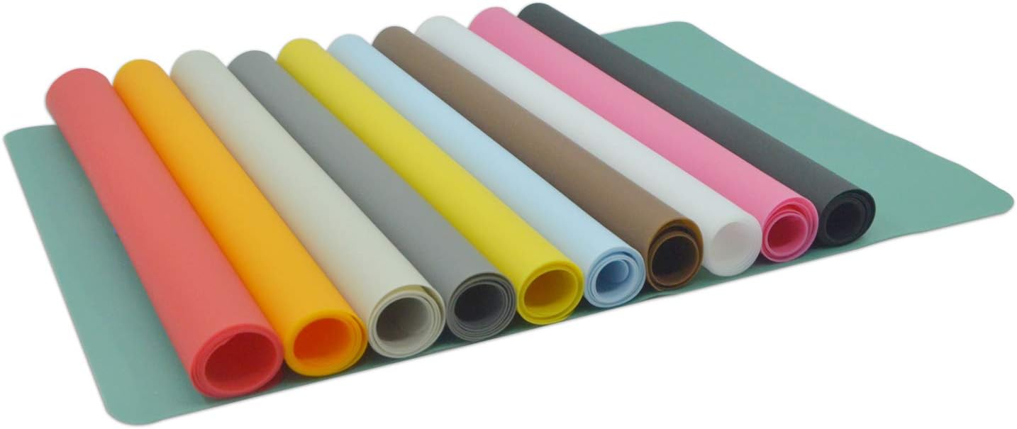 Silicone Placemats, Food-Grade Non-Slip Waterproof, Dining, Stain Resistant, Countertop Protector, Kitchen Counter Mat, Heat Resistant, Baking mat Dishwasher Safe (15.7x11.8Inch-4pack, White Gray)