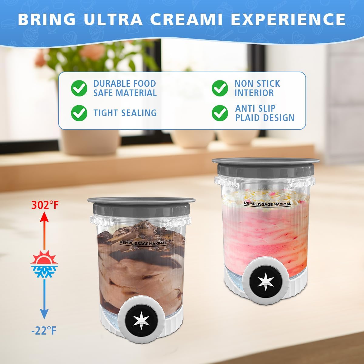 Replacement Pints and Lids for Ninja Swirl Ice Cream & Soft Serve Makers, 2-Pack 16 oz Containers Compatible with Ninja CREAMi NC701, NC700 Series Ice Cream Maker - BPA-Free, Dishwasher Safe