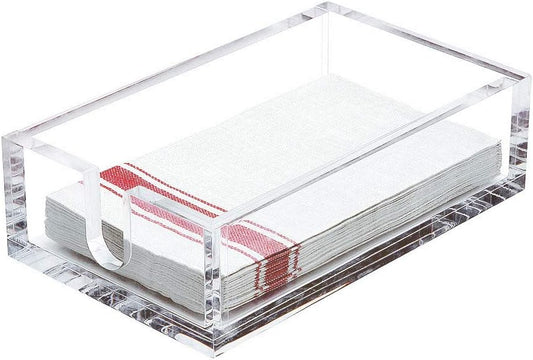 IEEK Acrylic Guest Towel Napkin Holder,Clear Bathroom Paper Hand Towels Storage Tray Modern Buffet Napkin Caddy,Fancy Flat Napkin Holders For Kitchen or Dining Room,9x5.5x2.5 Inch,Pack of 1