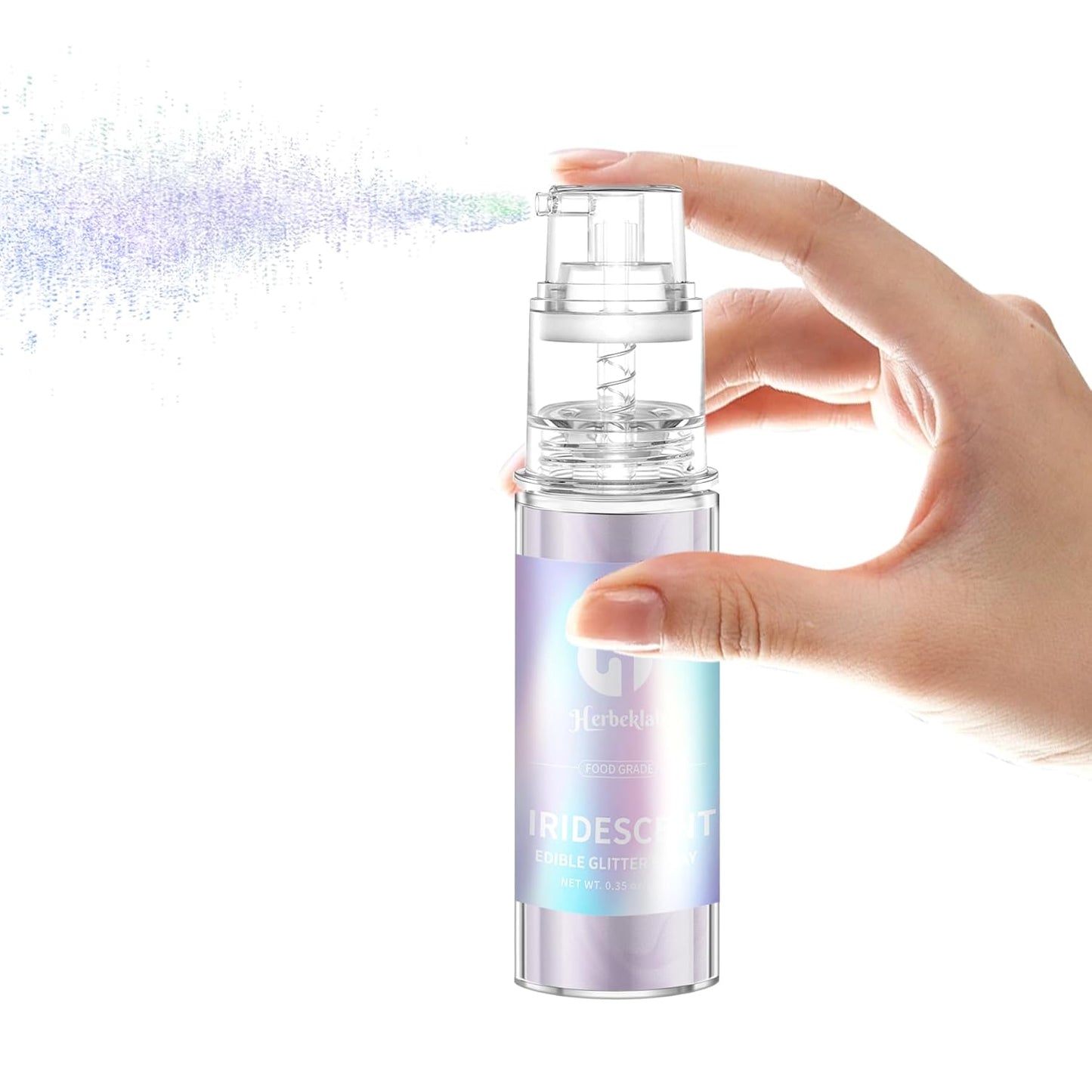 Iridescent Edible Glitter - Herbeklab Edible Glitter Spray 10g Edible Iridescent Glitter for Cakes Food Grade Drink Glitter Rainbow Edible Glitter for Cocktails Chocolate Strawberry