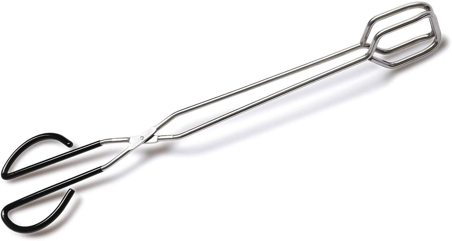 16 Inch Extra Long Stainless Steel Kitchen Scissor Tongs, Non-Slip Comfortable Red Grip, Heat Resistant for BBQ and Cooking