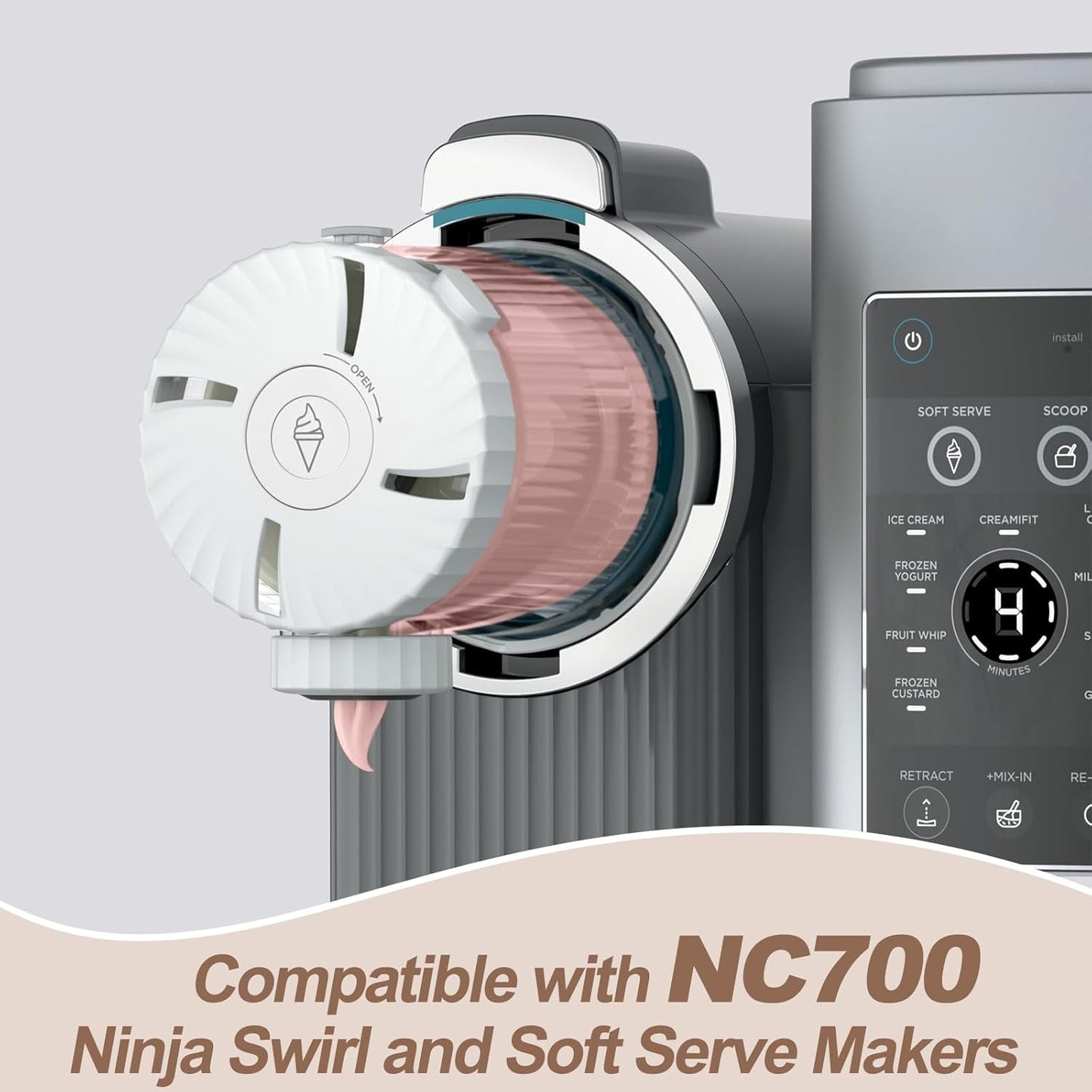 Swirl Creami Pints and Lids for Ninja - 4 Pack, Compatible with NC700 Series Ninja Swirl by CREAMi Ice Cream and Soft Serve Maker, 16 OZ Replacement Containers with Lid, Dishwasher Safe&Mix Color Lids