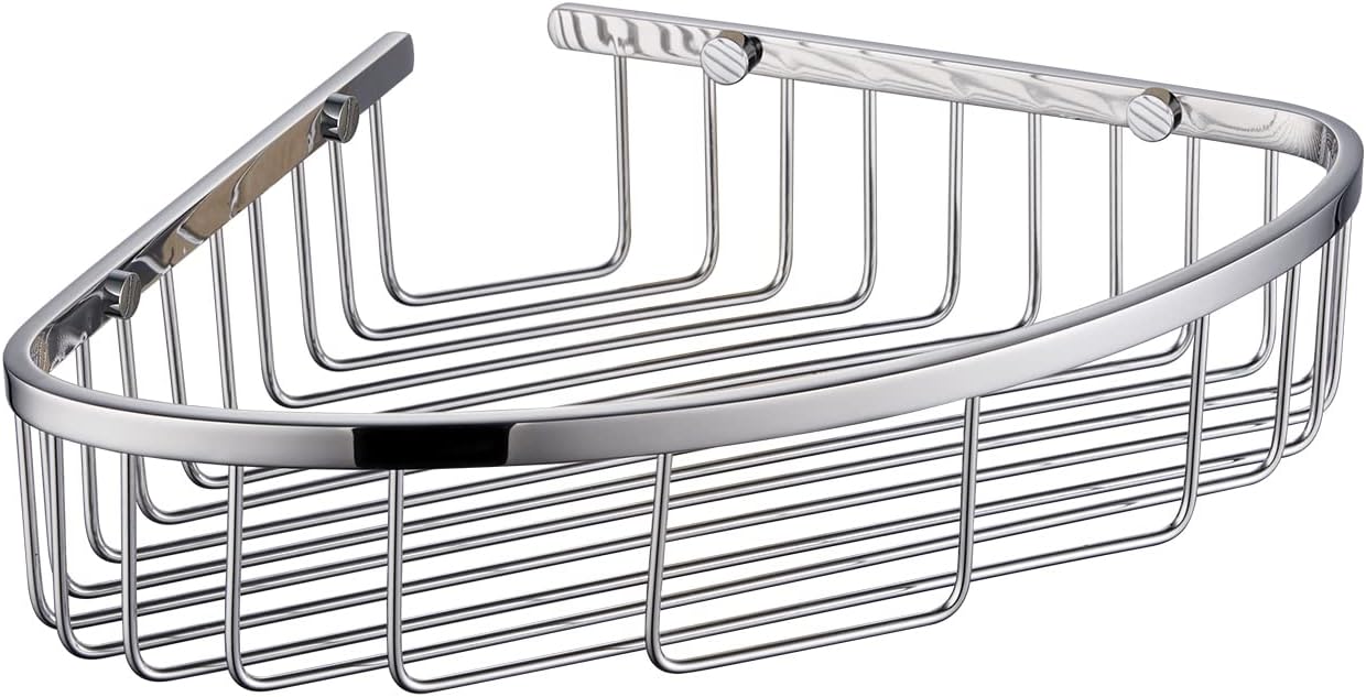 Bathroom Shower Caddy Corner Shelf, Corner-Hollow Design, Ultra Sturdy Rust-Proof Stainless Steel Shelf Organizer Shampoo Holder, Wall Mounted Storage Rack for Bathroom, Polished Chrome