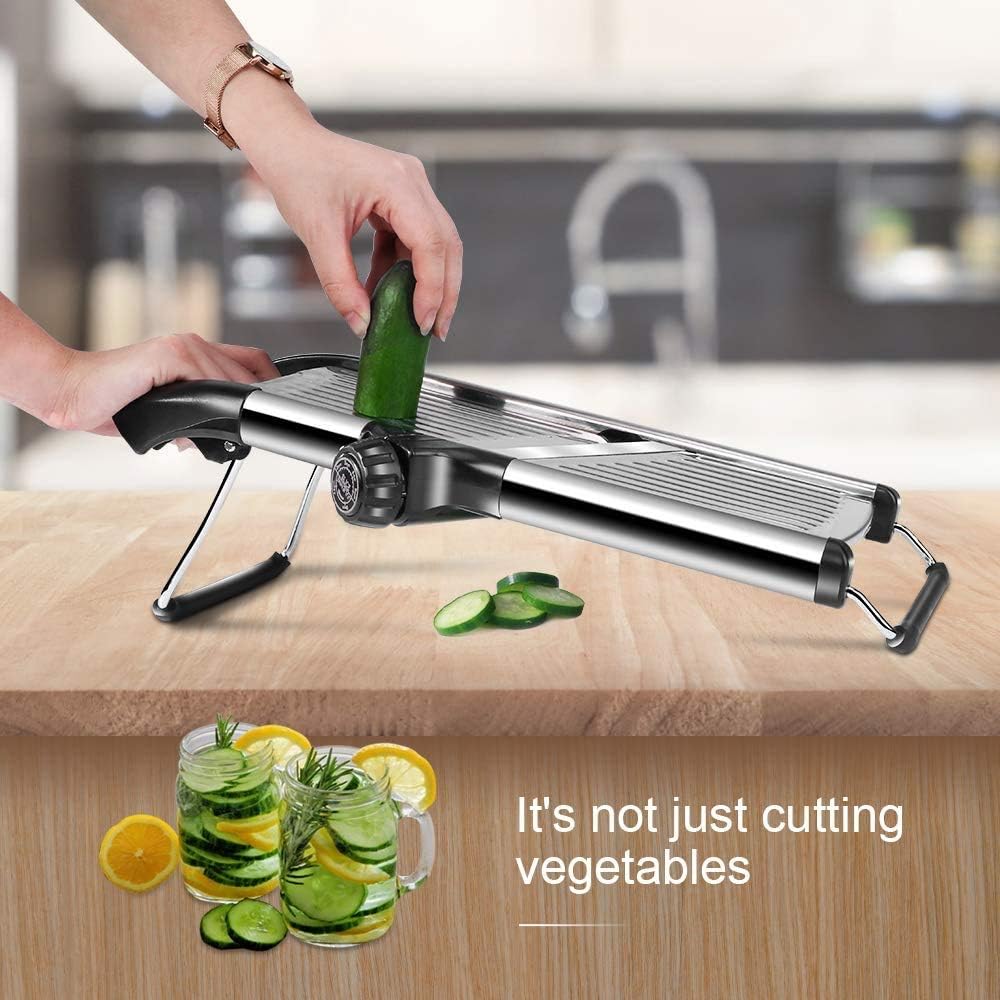 Masthome Mandoline Food Slicer Adjustable Thickness for Cheese Fruits Vegetables Stainless Steel Food Cutter Slicer Dicer with Extra Brush and Blade Guard for Kitchen