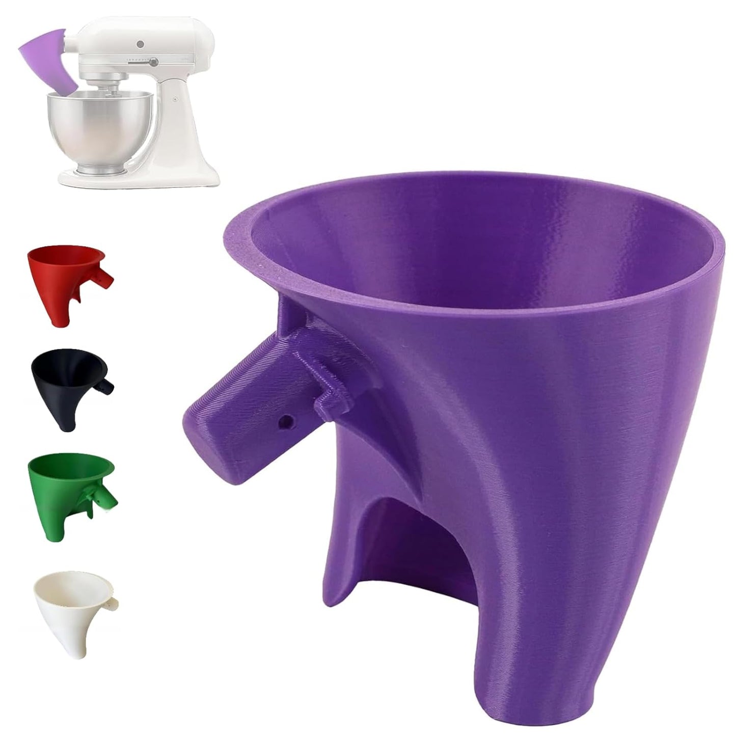 Flour Funnel for Kitchen Aid Mixer – Stand Mixer Attachment for KSM150 5-Quart Tilt-Head, Easy-Pour No-Mess Baking Tool, Fits Flour, Sugar & Egg Liquid, Dishwasher-Safe (Purple)