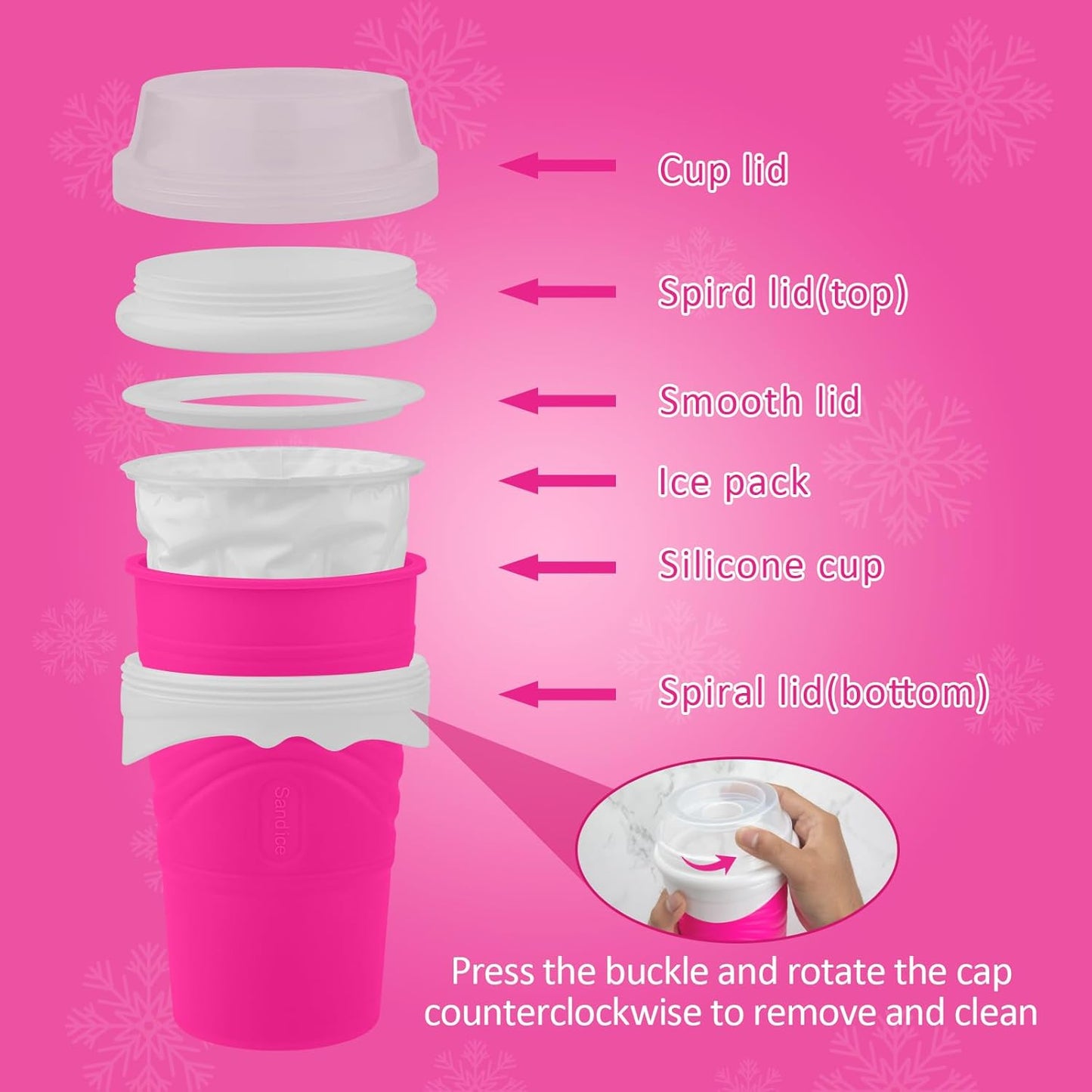 500ML Slushie Maker Cup, DIY Magic Slushy Maker Squeeze Cups, Portable Smoothie Squeeze Cups for Juices, Milk and Ice Cream Make, Double Layers Silica Cup with Lid & Straw for Friends, Family Gifts