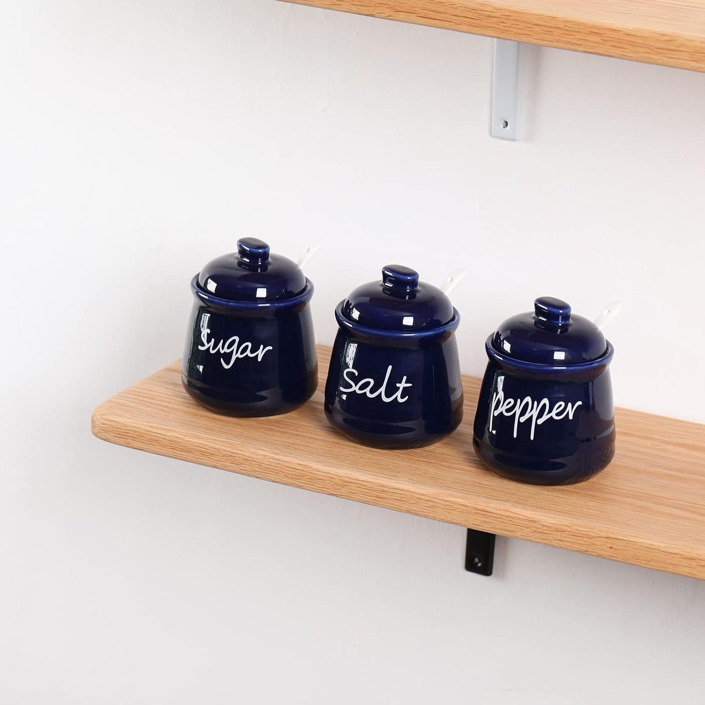 ONTUBE Ceramic Sugar Bowl with Lid and Spoon 12oz (Navy)