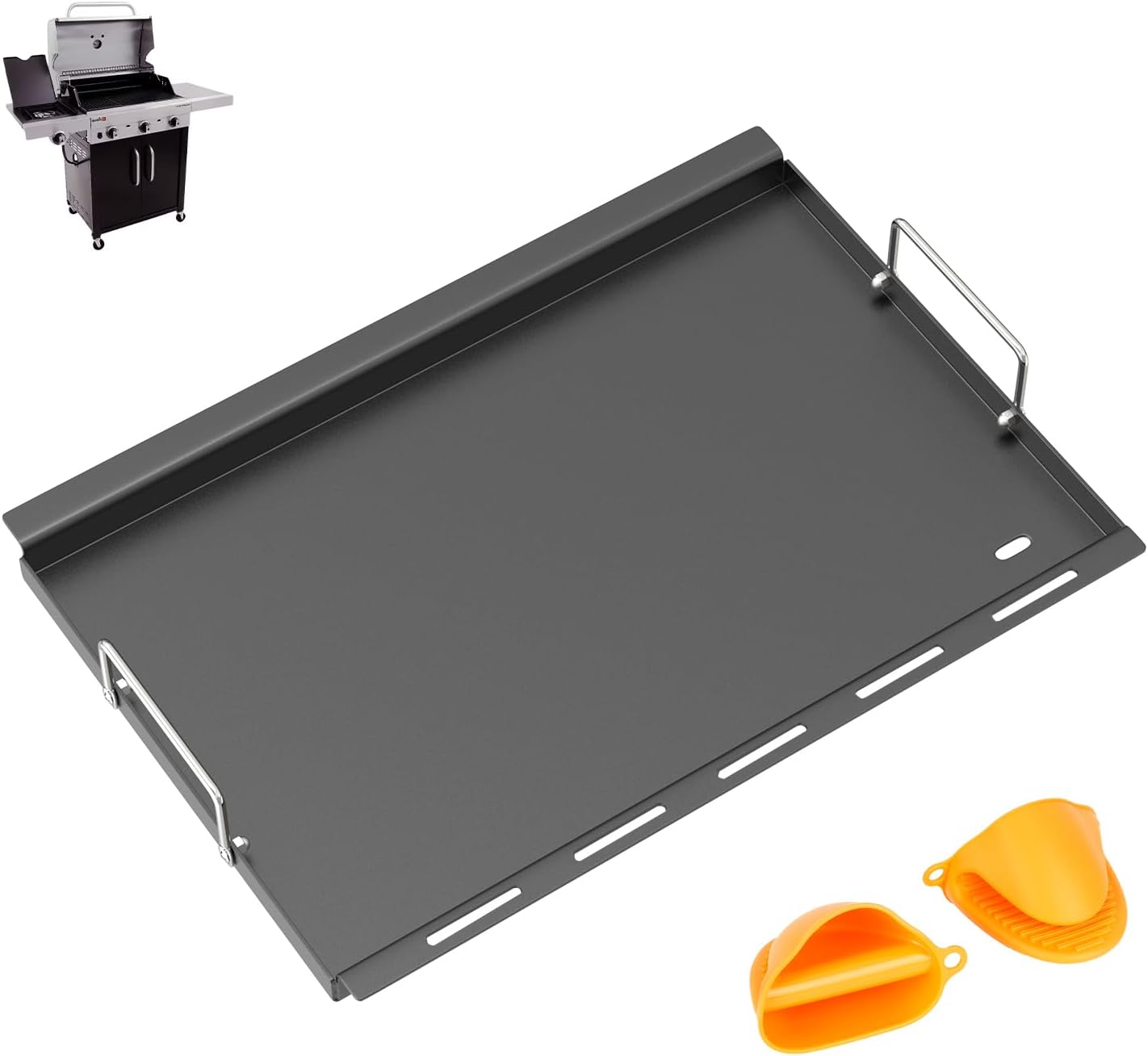 Full Size Grill Griddle Inserts for Charbroil Performance 4-Burner 463365021 463351021 463365522 & TRU-Infrared 450 3-Burner Flat Top Griddle, Replacement Parts for Charbroil G325-0002-W1 G426-0004-W1