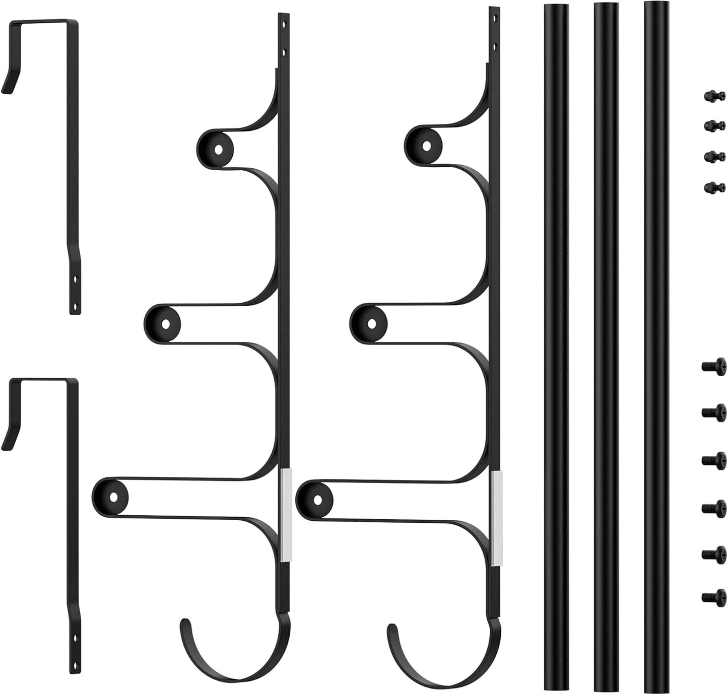 Over The Door Towel Rack, Over Door Towel Rack for Bathroom Door, Triple Towel Storage Holder with Hooks (Matte Black, 17.32" L)