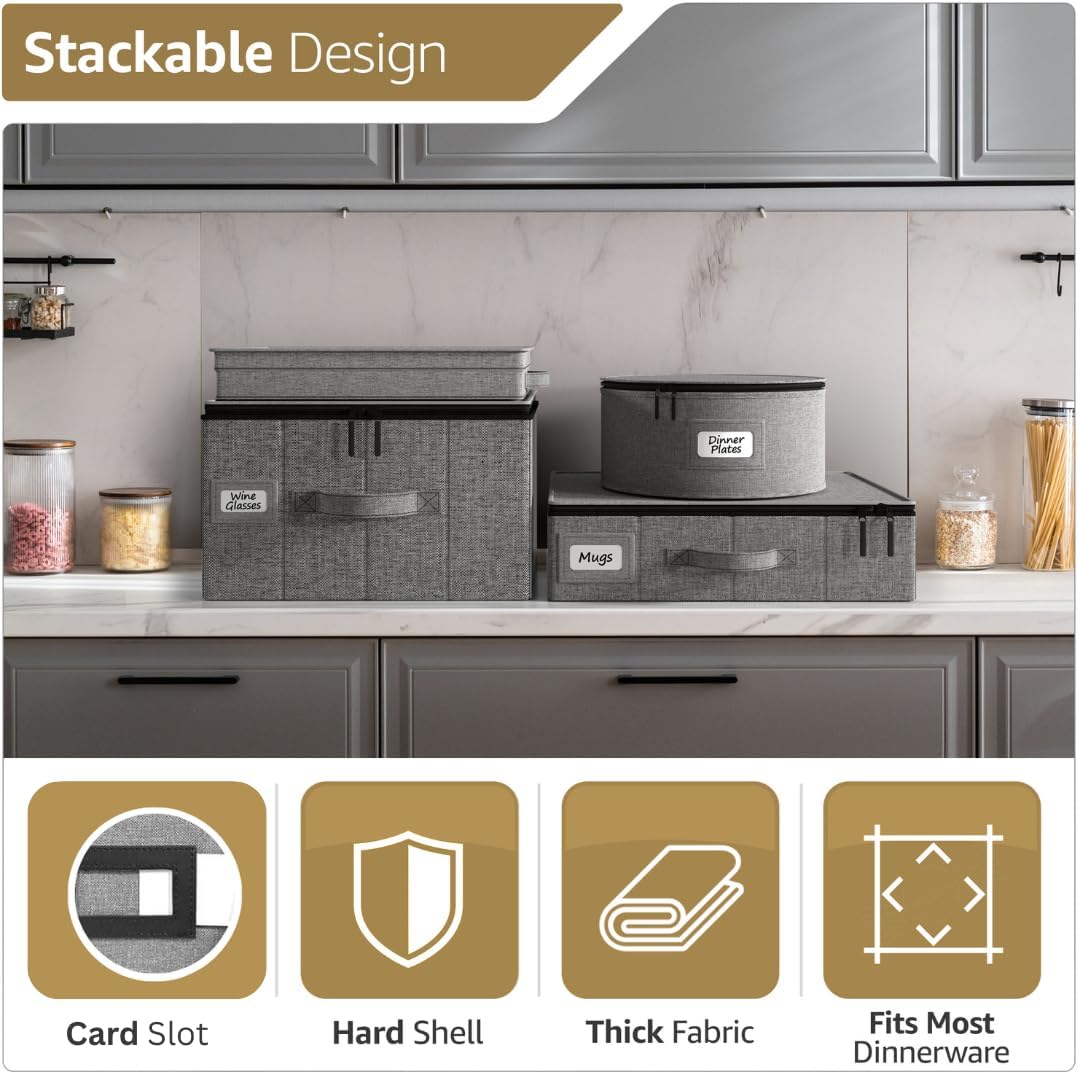 Sorbus Flatware & Utensil Storage - Gray Fabric Chest Box for Storage and Organizing Utensils, Silverware, Flatware, Cutlery - Silverware Organizer Container with Clear Lid & Adjustable Divider